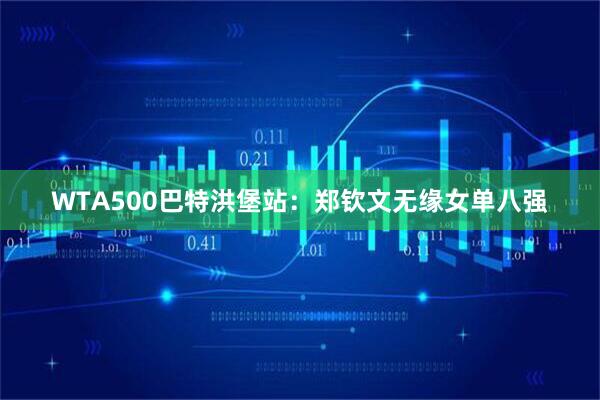 WTA500巴特洪堡站：郑钦文无缘女单八强